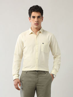 Arrow Sports - Men's White Pure Cotton Corduroy Slim Fit Shirt