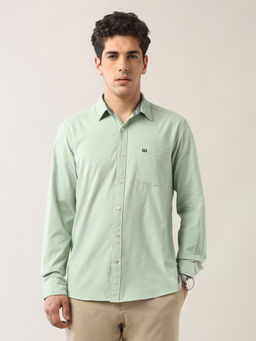 Arrow Sports - Men's Green Pure Cotton Corduroy Slim Fit Shirt