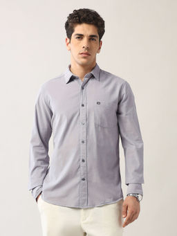 Arrow Sports - Men's Grey Pure Cotton Corduroy Slim Fit Shirt