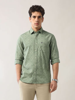 Arrow Sports - Men's Green Dobby Slim Fit Shirt
