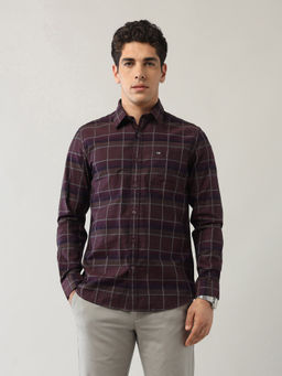 Arrow Sports - Men's Wine Pure Cotton Slim Fit Shirt