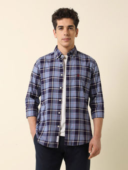 U.S. POLO ASSN. - Men's Purple Pure Cotton Tartan Checked Shirt