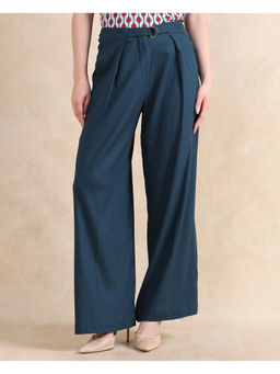 RAREISM - Tarina Primary Teal Wide Ankle Length Trouser