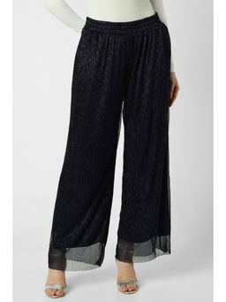 Van Heusen - Women Navy Textured Party Regular Fit Pant