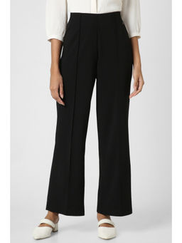 Van Heusen - Women Black Solid Casual Regular Fit Trousers