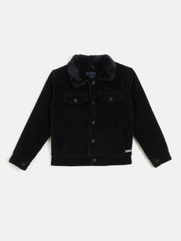 Blue Giraffe - Boys Black Ribbed Full Sleeves Corduroy Jacket