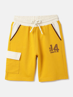 Blue Giraffe - Boys Yellow Solid Mid-Rise Regular Fit Shorts