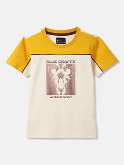 Blue Giraffe - Boys Yellow Colorblock Crew Neck Short Sleeves T-Shirt