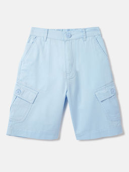 Blue Giraffe - Boys Blue Solid Mid-Rise Regular Fit Shorts