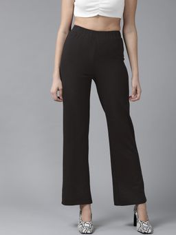 KASSUALLY - Straight Black Pure Cotton Trousers
