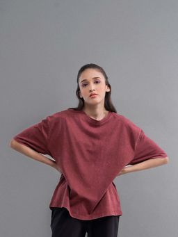 NeceSera - Burgundy Acid Wash Unisex Top