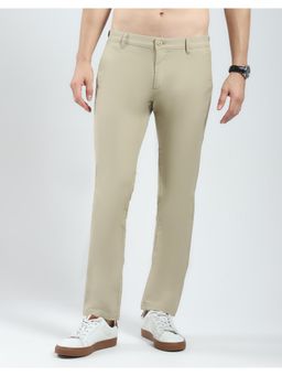 Monte Carlo - Men Khaki Solid Slim Fit Cotton Blend Trouser