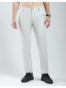 Monte Carlo - Men Grey Solid Slim Fit Cotton Blend Trouser