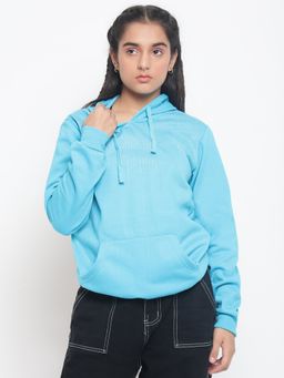 Lil Tomatoes - Girls Fleece Solid Sweatshirt Aquablue