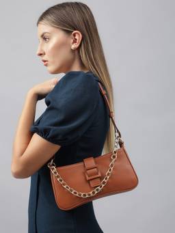 Berrylush - Brown Structured Shoulder Bag