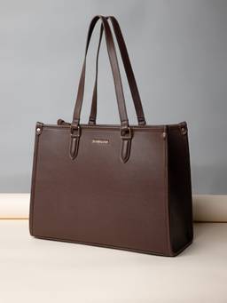 Berrylush - Brown Women Solid Structured Casual Tote Bag