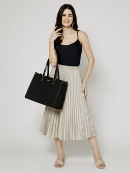Berrylush - Black Women Structured Tote Bag