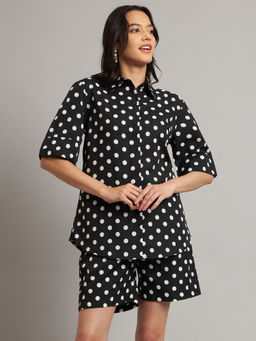 BRINNS - Printed Shirt Collar Short Sleeves Shirt with Shorts (Set of 2)