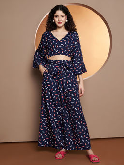 BRINNS - Printed V-Neck Top with Palazzo (Set of 2)