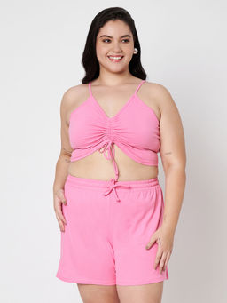 BRINNS - Plus Size Bralette Top with Shorts Co-Ords (Set of 2)