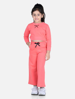 AWW HUNNIE - Peach Solid Full Sleeves Top with Pant