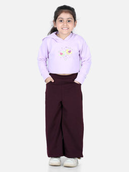 AWW HUNNIE - Purple Full Sleeves Printed Hoodie with Pant