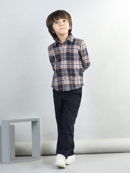 AWW HUNNIE - Blue Woollen Blend Full Sleeves Checks Shirt with Pant