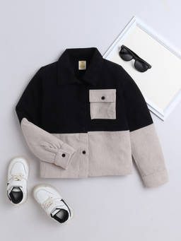 AWW HUNNIE - Black Corduroy Full Sleeves Shirt