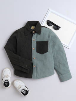 AWW HUNNIE - Green Corduroy Full Sleeves Shirt