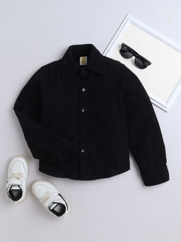 AWW HUNNIE - Black Corduroy Full Sleeves Shirt
