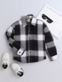 AWW HUNNIE - Black Woolen Check Full Sleeves Shirt