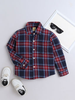 AWW HUNNIE - Blue Woolen Check Full Sleeves Shirt