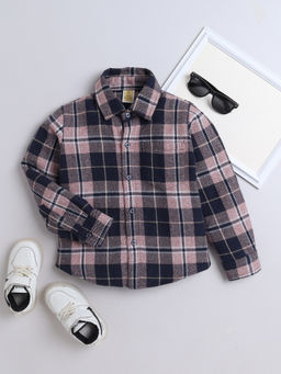 AWW HUNNIE - Pink Woollen Full Sleeves Checked Shirt