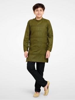 Jeetethnics - Boys Green Kurta Pyjama Set (Set of 2)