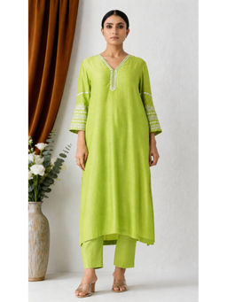 HAAVI BY PURAB - Green Zyra Embroidered Kurta