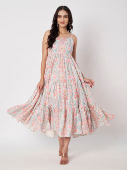 SILCHIC - Women's Sleeveless Floral Tiered Maxi Dress