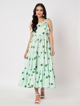 SILCHIC - Women's Leaf Print Summer Tiered Dress