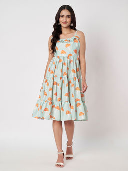 SILCHIC - Women's Printed Fit and Flare Tiered Dress
