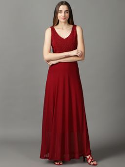 SHOWOFF - Womens Maxi Maroon Maxi Dress