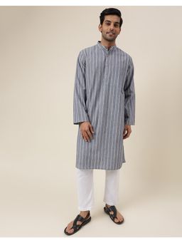 Fabindia - Grey Cotton Dobby Long Kurta