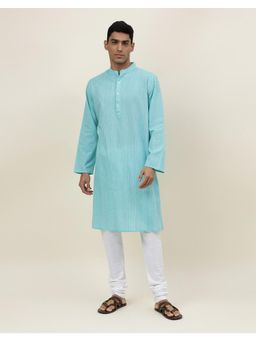 Fabindia - Blue Cotton Woven Long Kurta