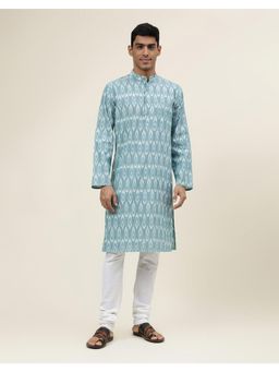 Fabindia - Light Blue Cotton Ikat Woven Long Kurta