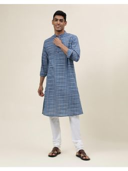 Fabindia - Blue Cotton Woven Slim Fit Long Kurta