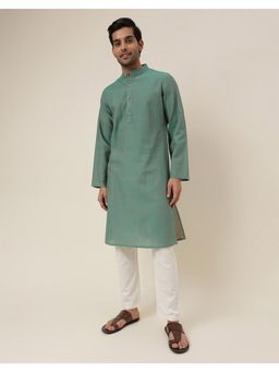 Fabindia - Green Cotton Dobby Long Kurta