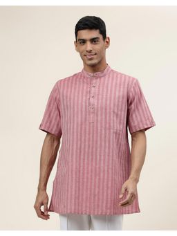 Fabindia - Pink Cotton Striped Short Kurta