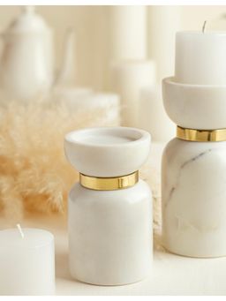 Marbleous - Marble Pillar Candle Holder Set