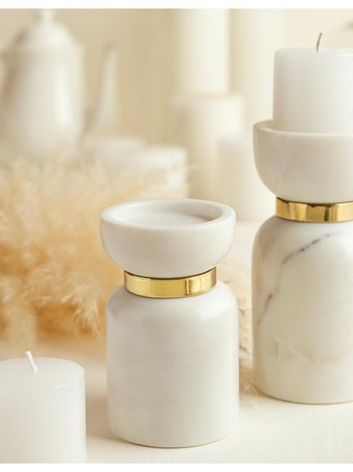 Marbleous Marble Pillar Candle Holder Set