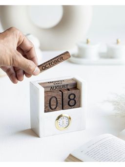 Marbleous - Table Clock - Wooden Calendar
