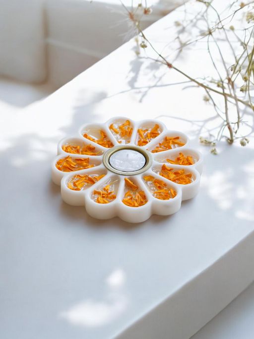 Marbleous 12 Petals T Light Holder - Flower