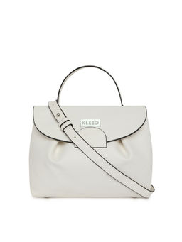 KLEIO - PU Leather Top Handle Crossbody Sling Handbag for Women Girls (HO8057KL-WH)(WHITE)